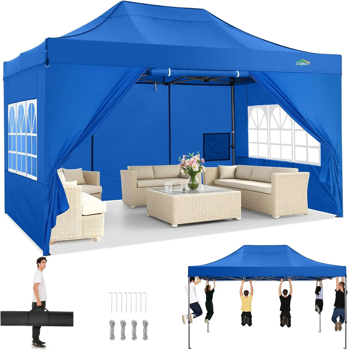 Cobizi Heavy Duty Commercial Pop Up Canopy Outdoor Gazebo