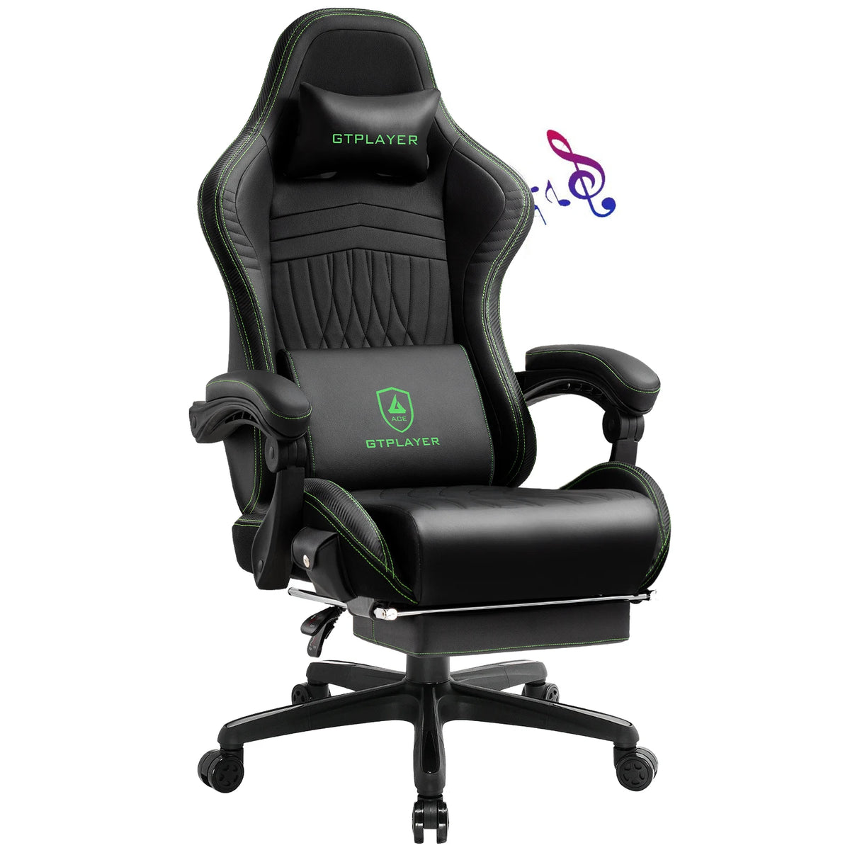 GTPLAYER Ergonomic Gaming Chair With Built In Speakers And Footrest