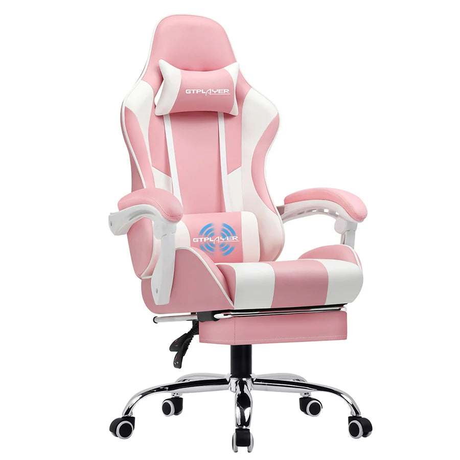 GTPLAYER Gaming Chair With Footrest And Adjustable Lumbar Support