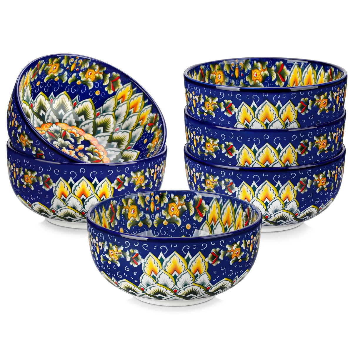vancasso 6/12 Piece Cereal Bowls Set 28 Oz Ceramic Soup Bowls Bohemian style for Salad/Pasta/Rice/Oatmeal/Fruit/Cereal for 6