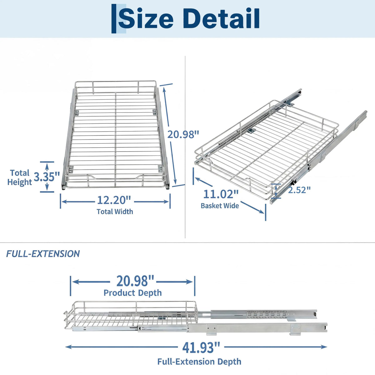 HiMISS Stainless Steel Pull Out Cabinet Storage Organizer