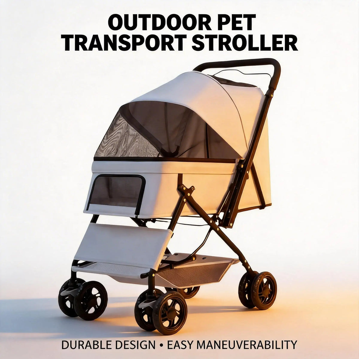 Spacious Four Wheel Pet Stroller For Small Dogs And Cats