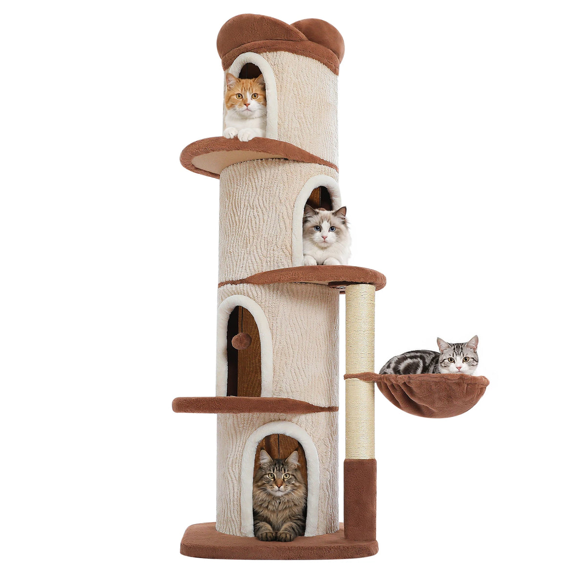 P Sophisticated Cat Tower Featuring 4 Spacious Flower-Topped Condos