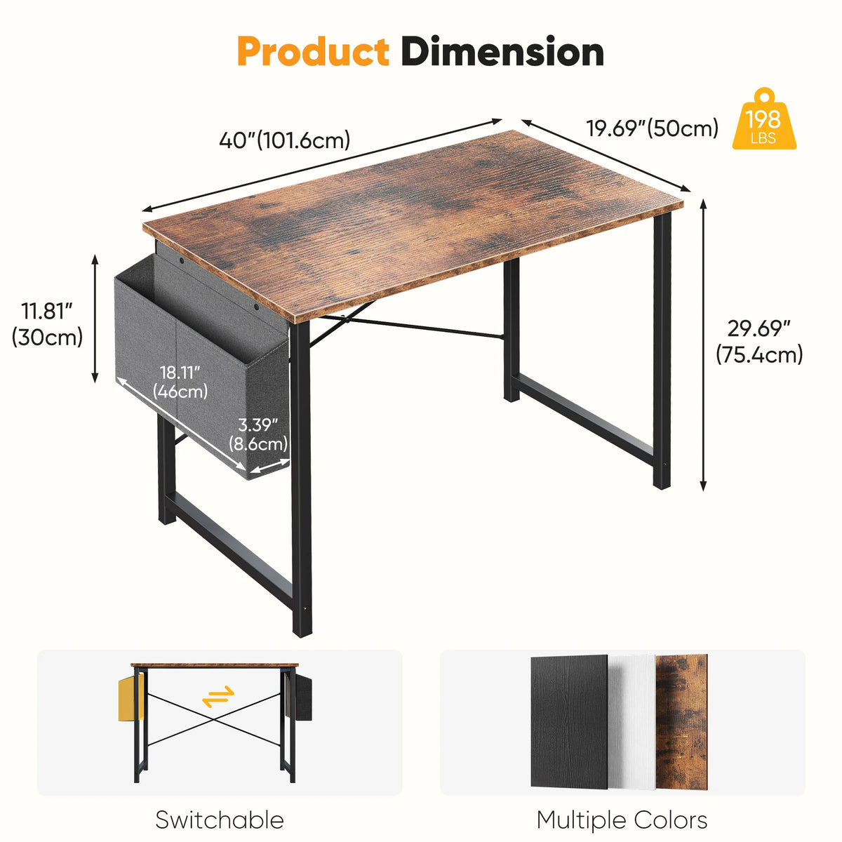 JHK Computer Desk With Storage Shelf For Home Office