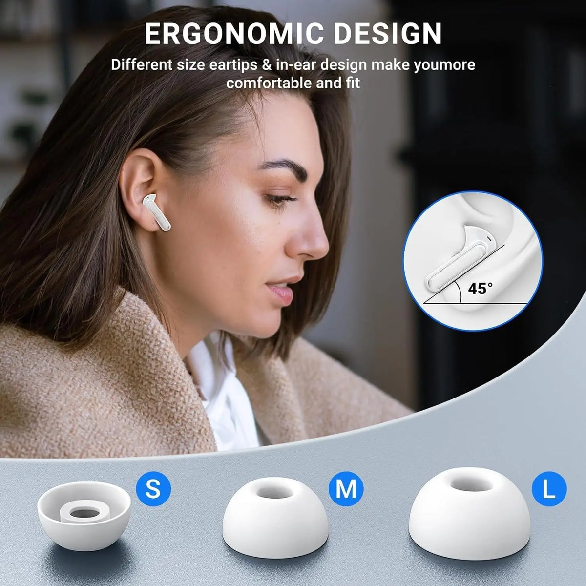 ZZLOVE Active Noise Cancellation Wireless Earbuds With Heart Rate Sensor