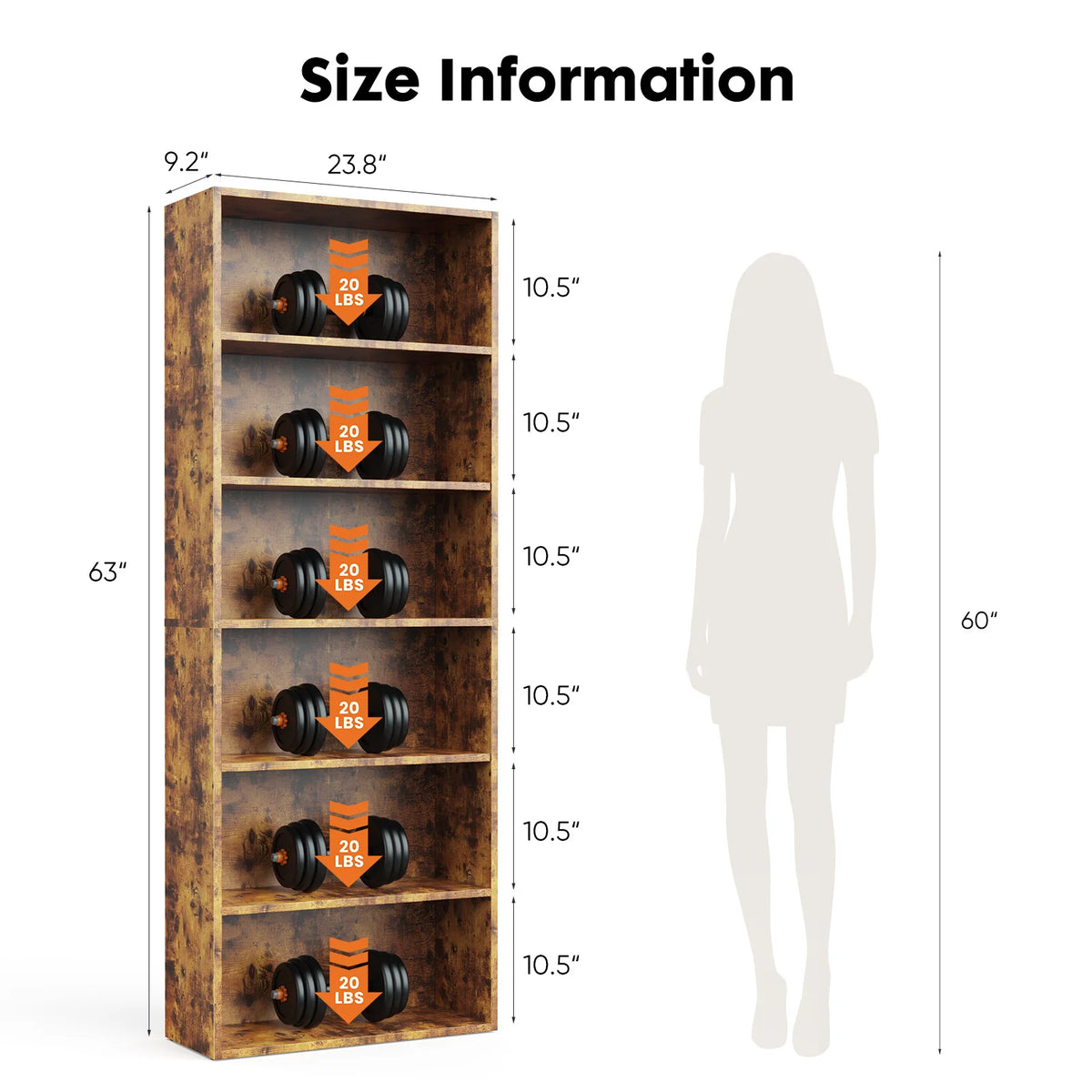 JHK Modern Open Wooden Bookcase For Home And Office