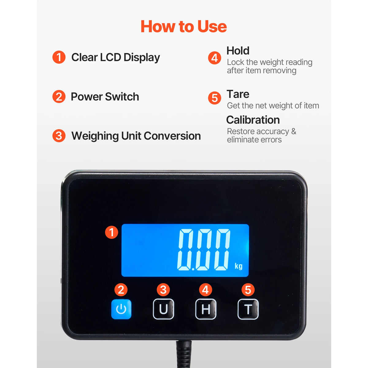 SucceBuy 440LBS Digital Postal Scale 0.35oz/3.5oz Dual Accuracy Commercial Weight Scale with Hold/Tare Function for Package