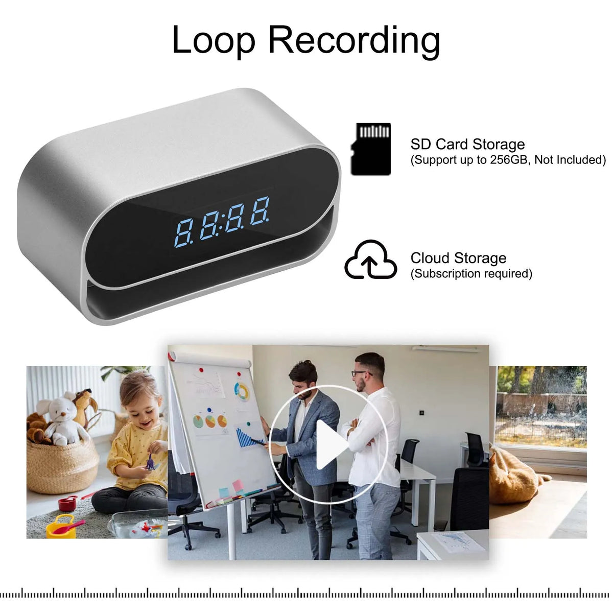 Ouvis 4K WiFi Clock Camera With Night Vision Motion Detection