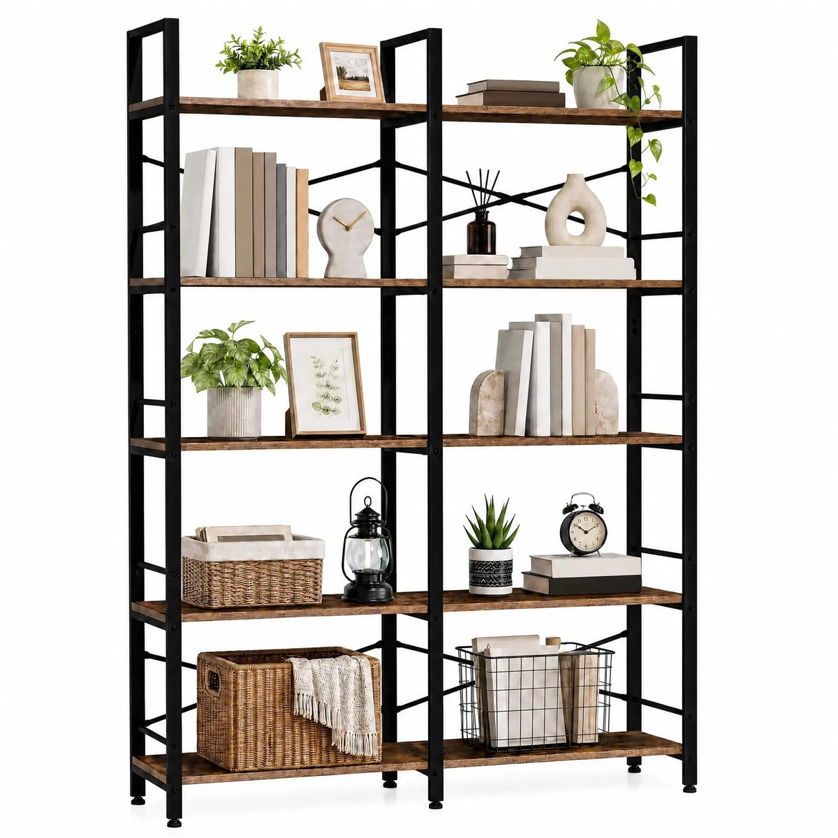 Freestanding Bookshelf 5 Tier Bookcase With 10 Open Display Shelves Office Storage Organizer For Home Office Study And Living Room