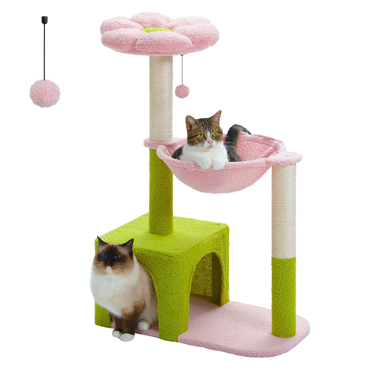Petepala Flower Cat Tree With Hammock And Sisal Scratching Post
