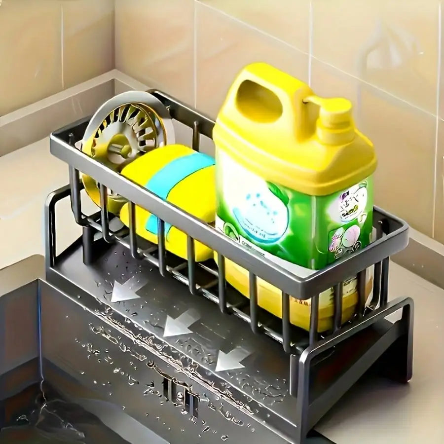 Stainless Steel Kitchen Sponge Shelf With Soap And Towel Rack