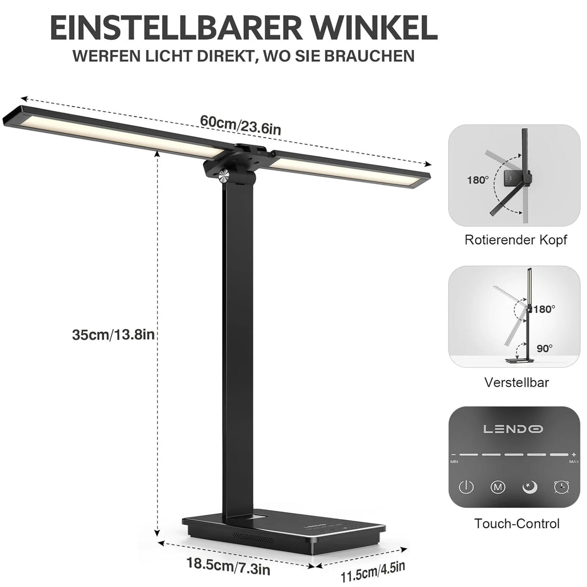 DUMILOO Double Head LED Desk Lamp With USB And Dimming