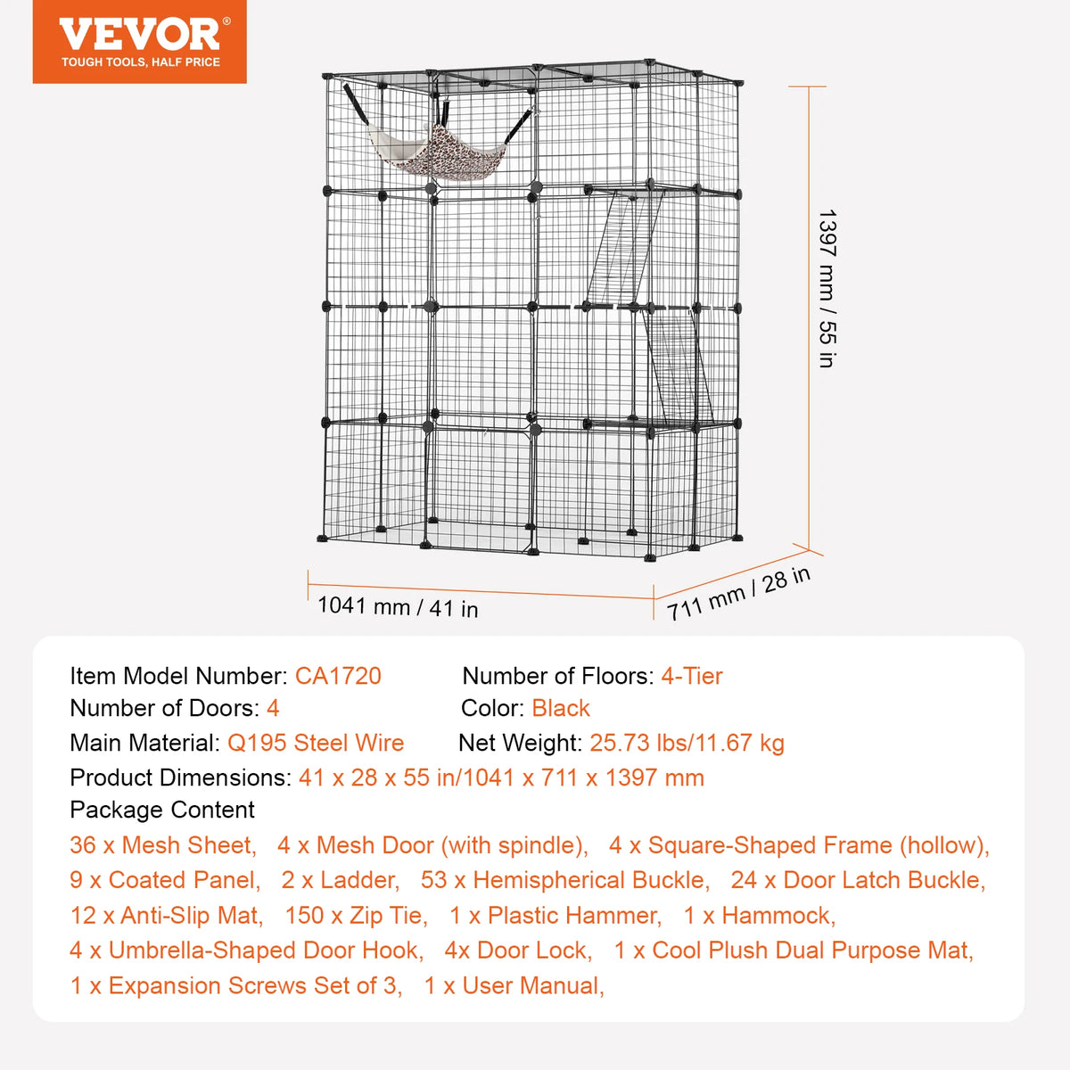 SucceBuy Multi Tier Cat Cage With Hammock And Climbing Ramp