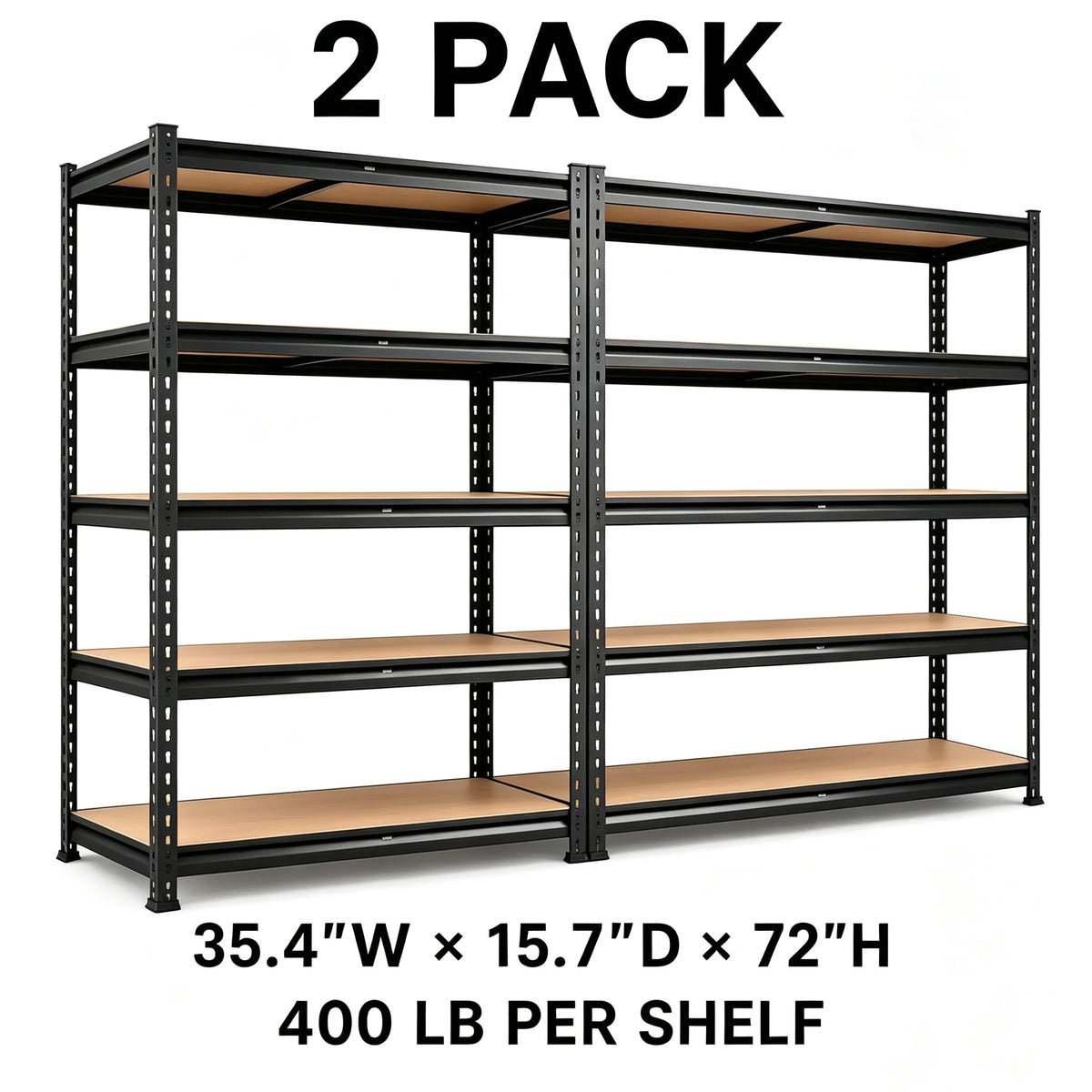 Heavy Duty Metal Storage Rack With Durable Wood Shelves