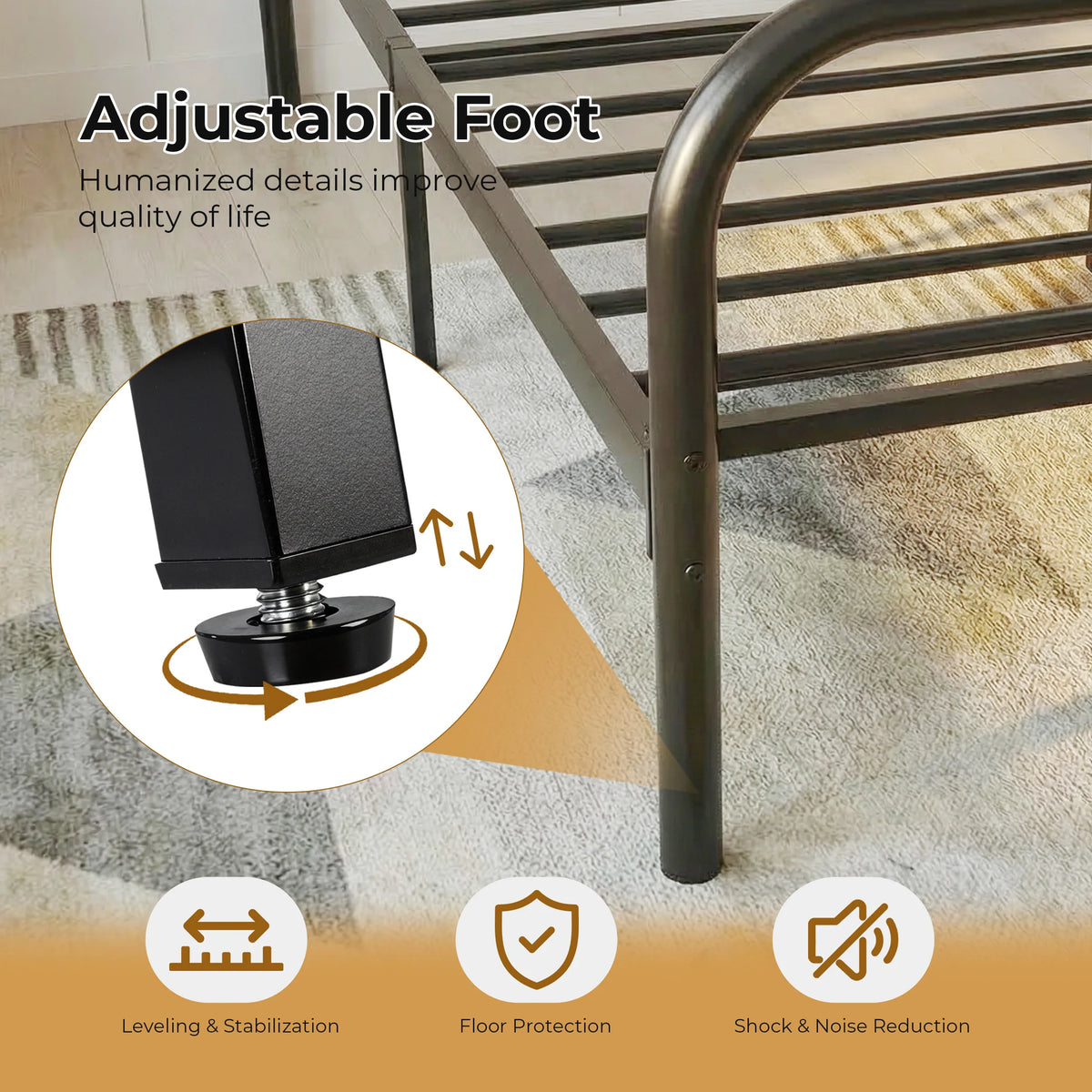 JHK Heavy Duty Metal Platform Bed Frame Under Bed Storage