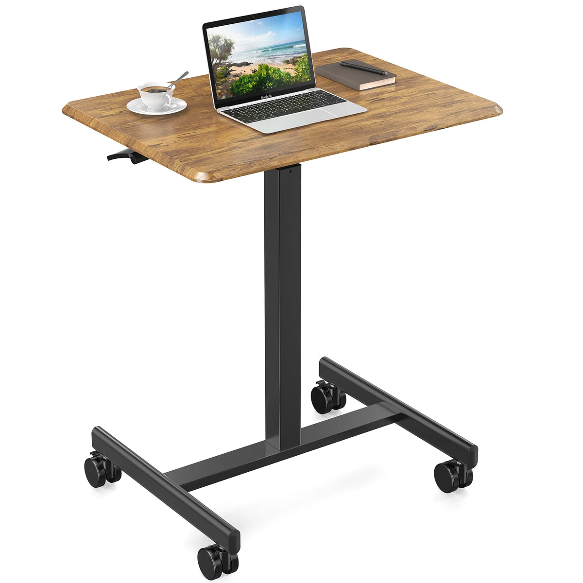 JHK Mobile Height Adjustable Standing Desk With Lockable Wheels