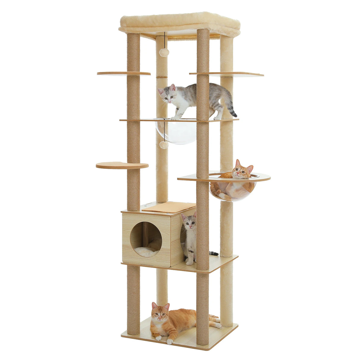 Pawz Multi Level Indoor Cat Tower With Scratching Posts And Hammock