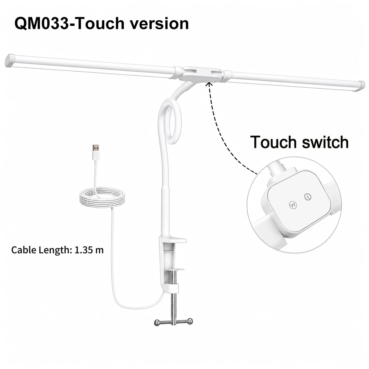 DUMILOO Double Head LED Desk Lamp With Clip And Dimming