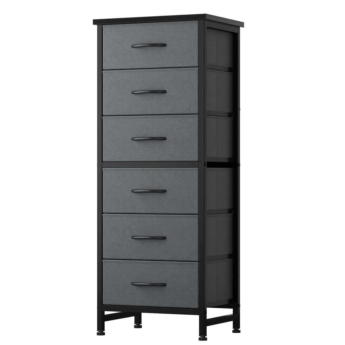 JHK 6 Drawer Fabric Dresser With Metal Frame Modern Storage