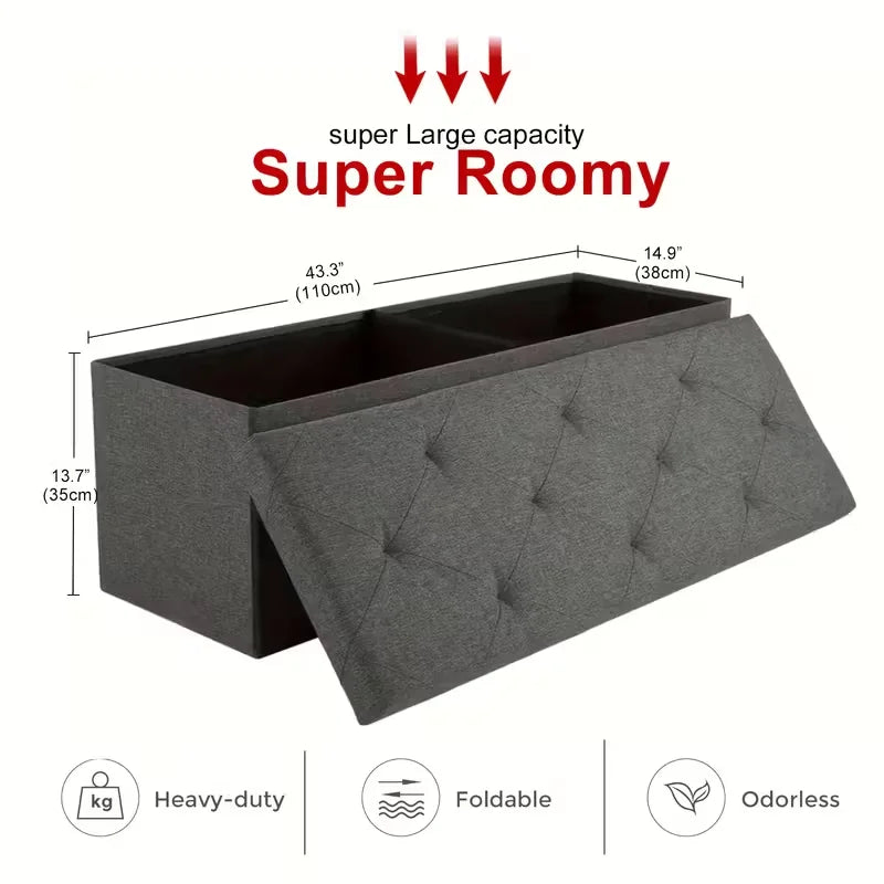 Sarenzoon Folding Storage Ottoman Bench Multi Purpose Indoor Outdoor Seat