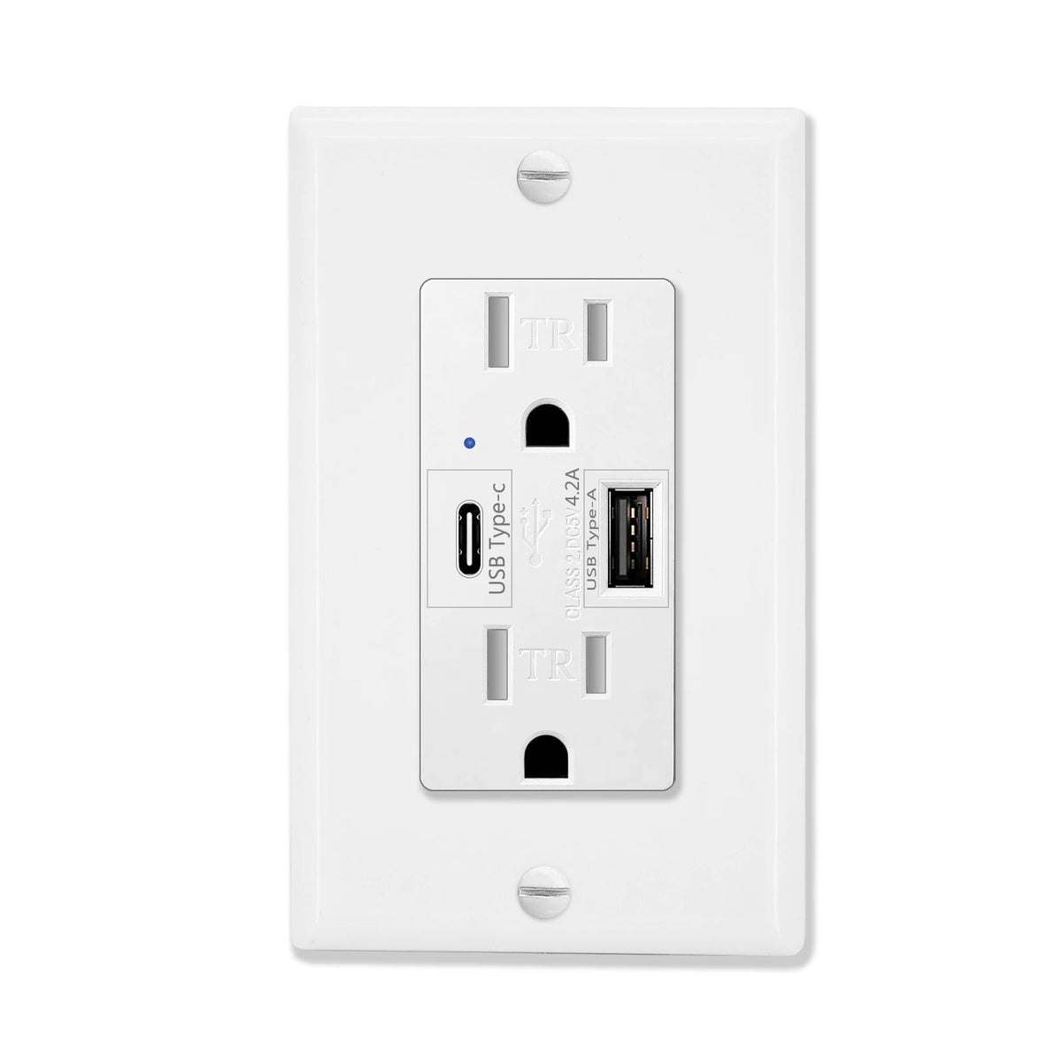 NineLeaf USB C Dual Port Wall Outlet With LED Indicator