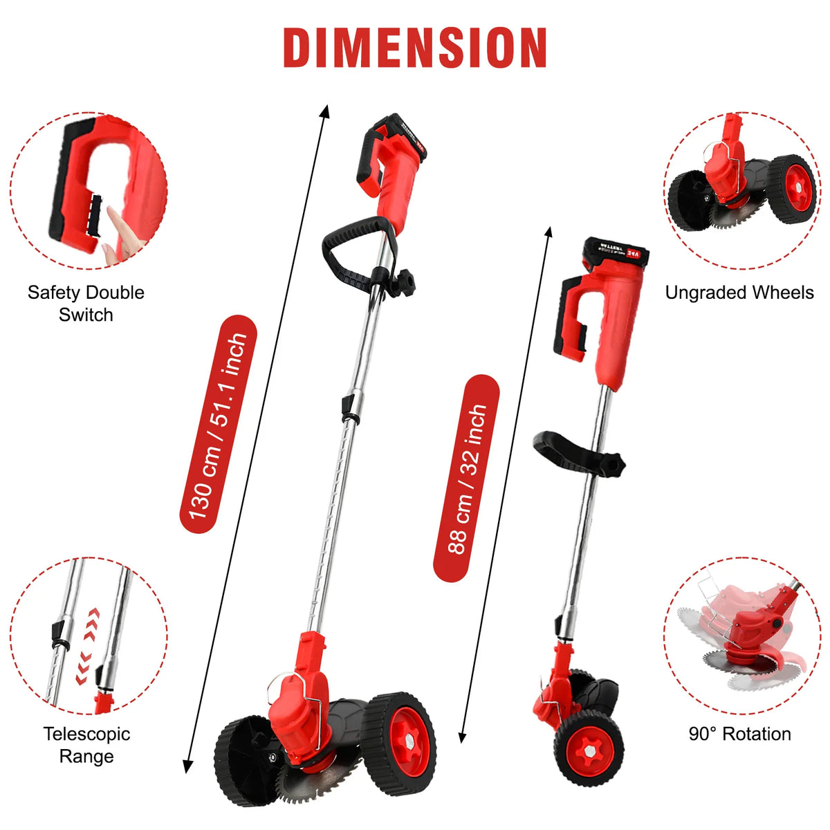 21V Cordless Electric Grass Trimmer With Brushless Motor For Lawn