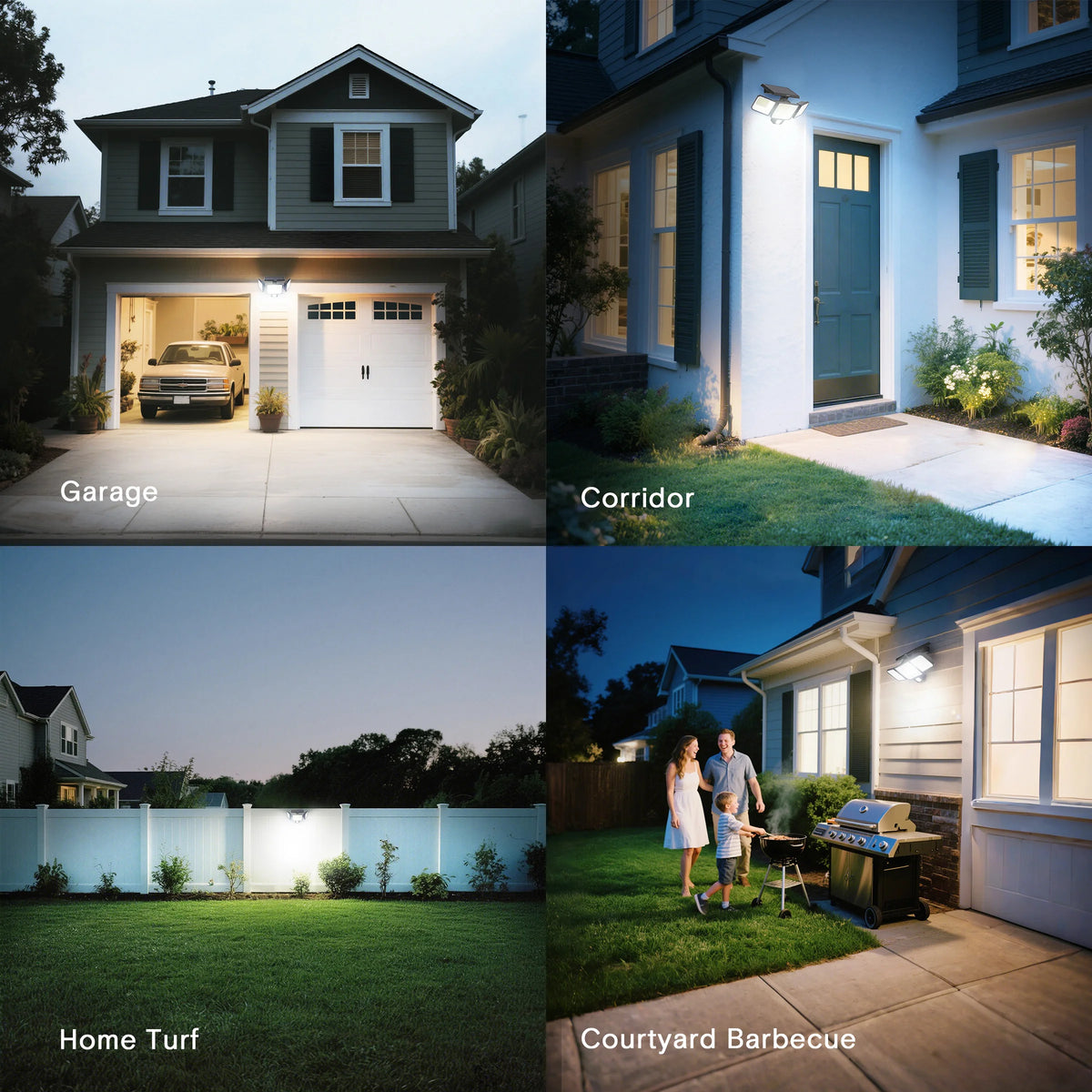 Solar Motion Sensor Security Light Three Head Led Wall Lamp