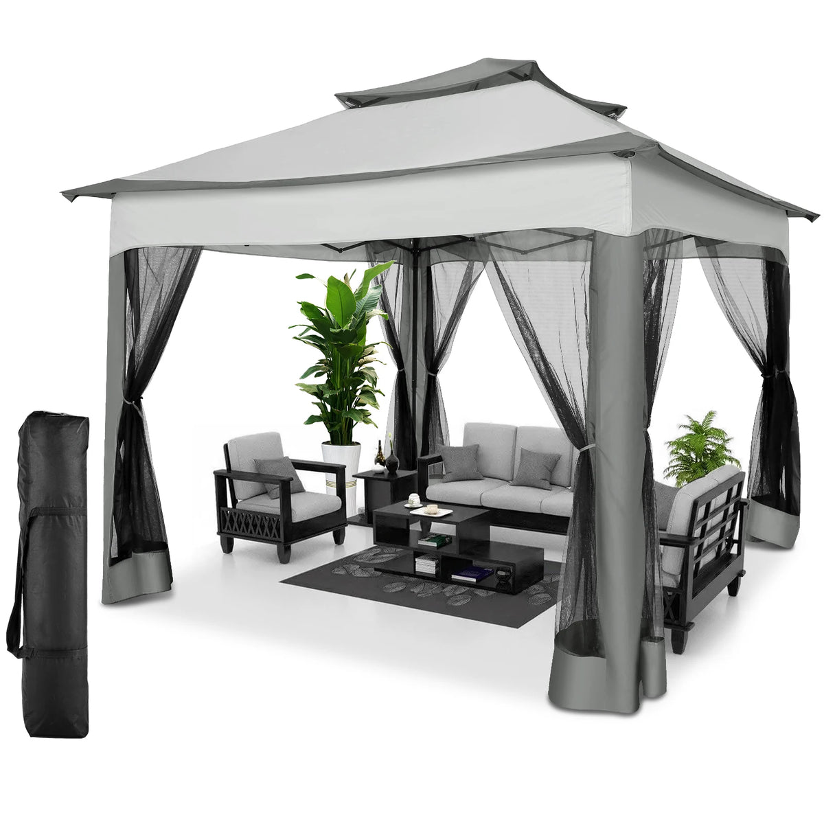 Tooluck Pop Up Gazebo One Push With Mosquito Netting