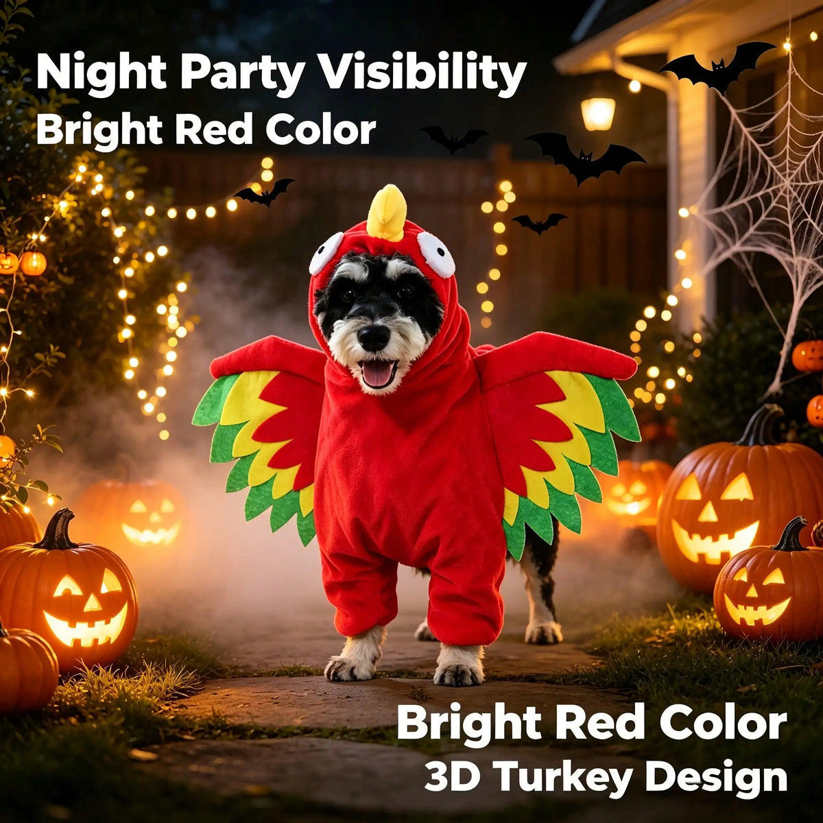 Halloween Pet Turkey Standing Costume With Novelty Wing Design