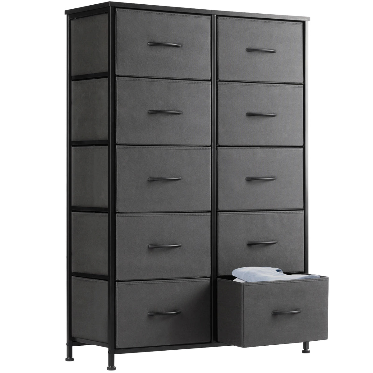 JHK Metal Frame Storage Cabinet With Ten Fabric Drawers