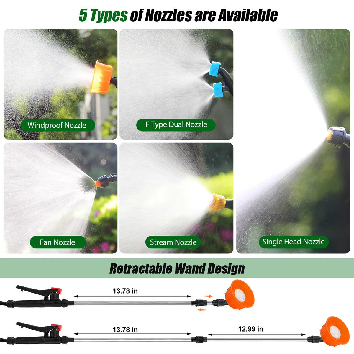 21V Rechargeable Backpack Garden Electric Sprayer With Wand And Nozzles