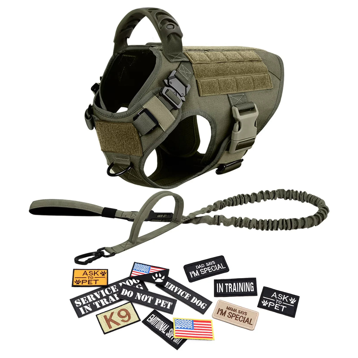 Petravel Tactical Dog Harness Vest Kit With Quick Release Buckles