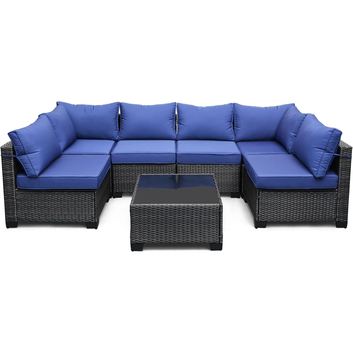 HobbyLane Modern PE Rattan Wicker Outdoor Sectional Sofa Set