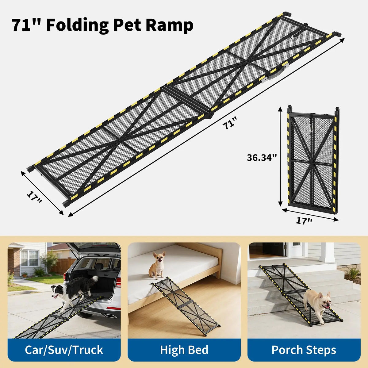 HiMISS Folding Heavy Duty Dog Ramp for Cars and SUVs