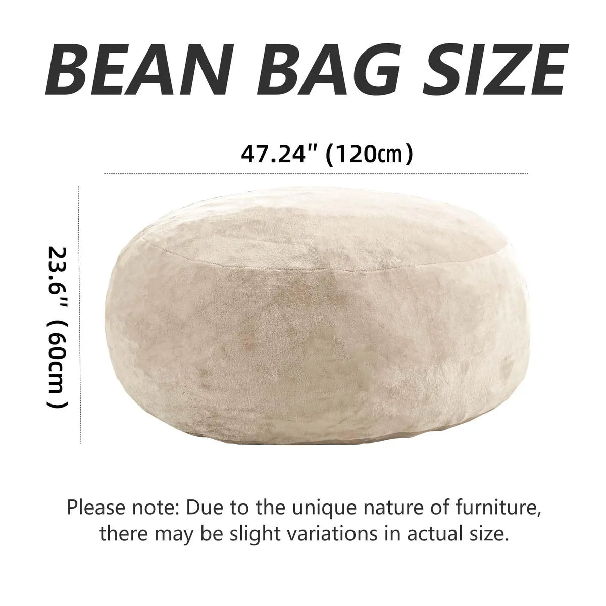 Adult Memory Foam Beanbag Chair With Soft Flannel Washable Cover
