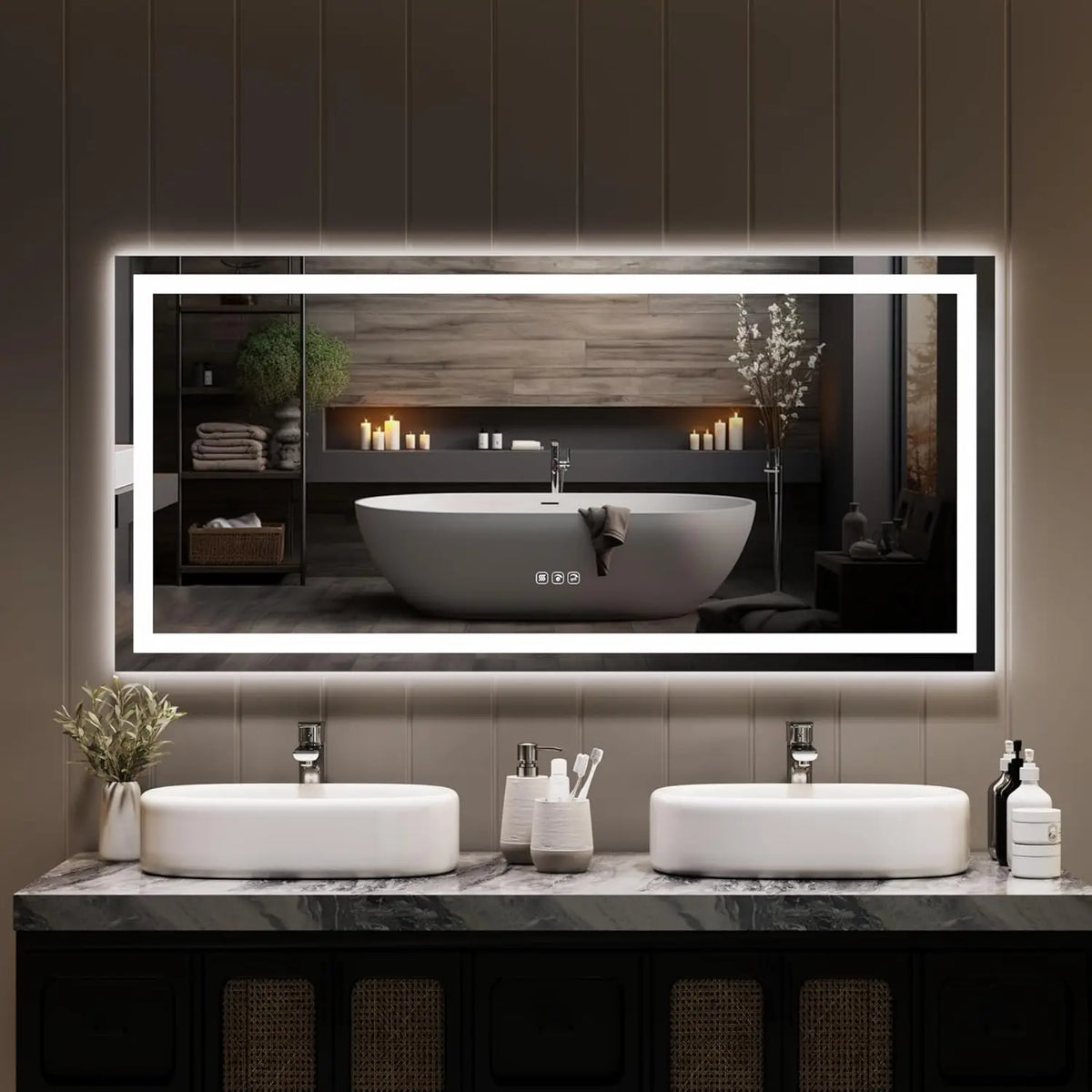 TWISTER.CK LED Bathroom Mirror With Memory Dimming And Anti Fog