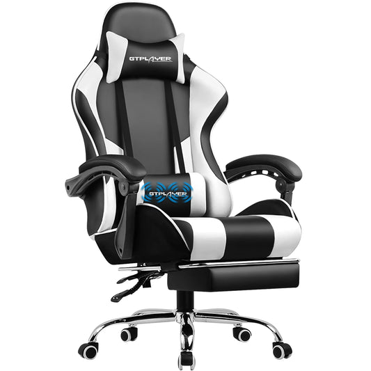 GTPLAYER Gaming Chair With Footrest And Adjustable Lumbar Support