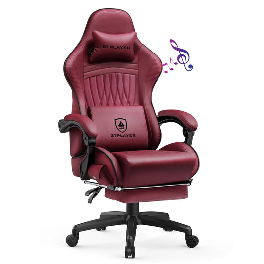 GTPLAYER Ergonomic Gaming Chair With Built In Speakers And Footrest