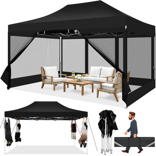 Tooluck Heavy Duty Pop Up Canopy Tent With Mesh Sidewalls
