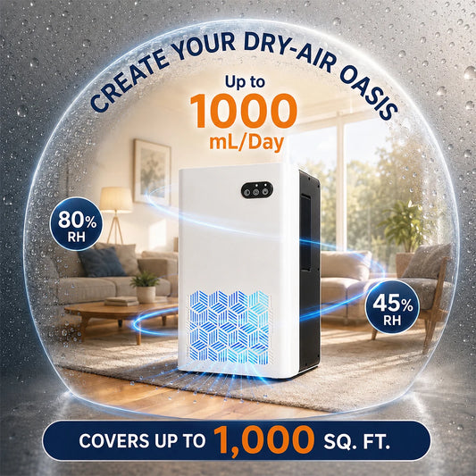Quiet Portable Household Dehumidifier, Indoor Damp Cleaner & Moisture Eliminator with Auto Shutoff, Electric Dehumidifier Suitable for Bedroom Bathroom Closet RV