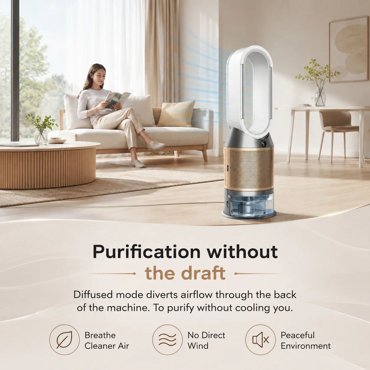 Dyson PH2 De-NOx Purifier Humidify+Cool Air Purifier Fan, HEPA Filtration, Humidification & Cooling