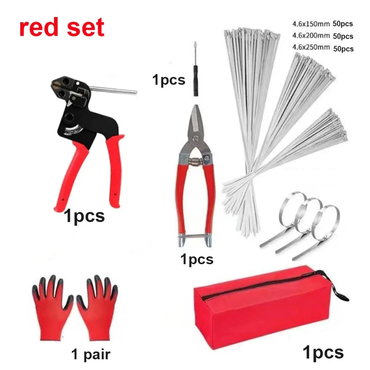 Heavy Duty Metal Cable Tie Gun Kit For Cable Bundling