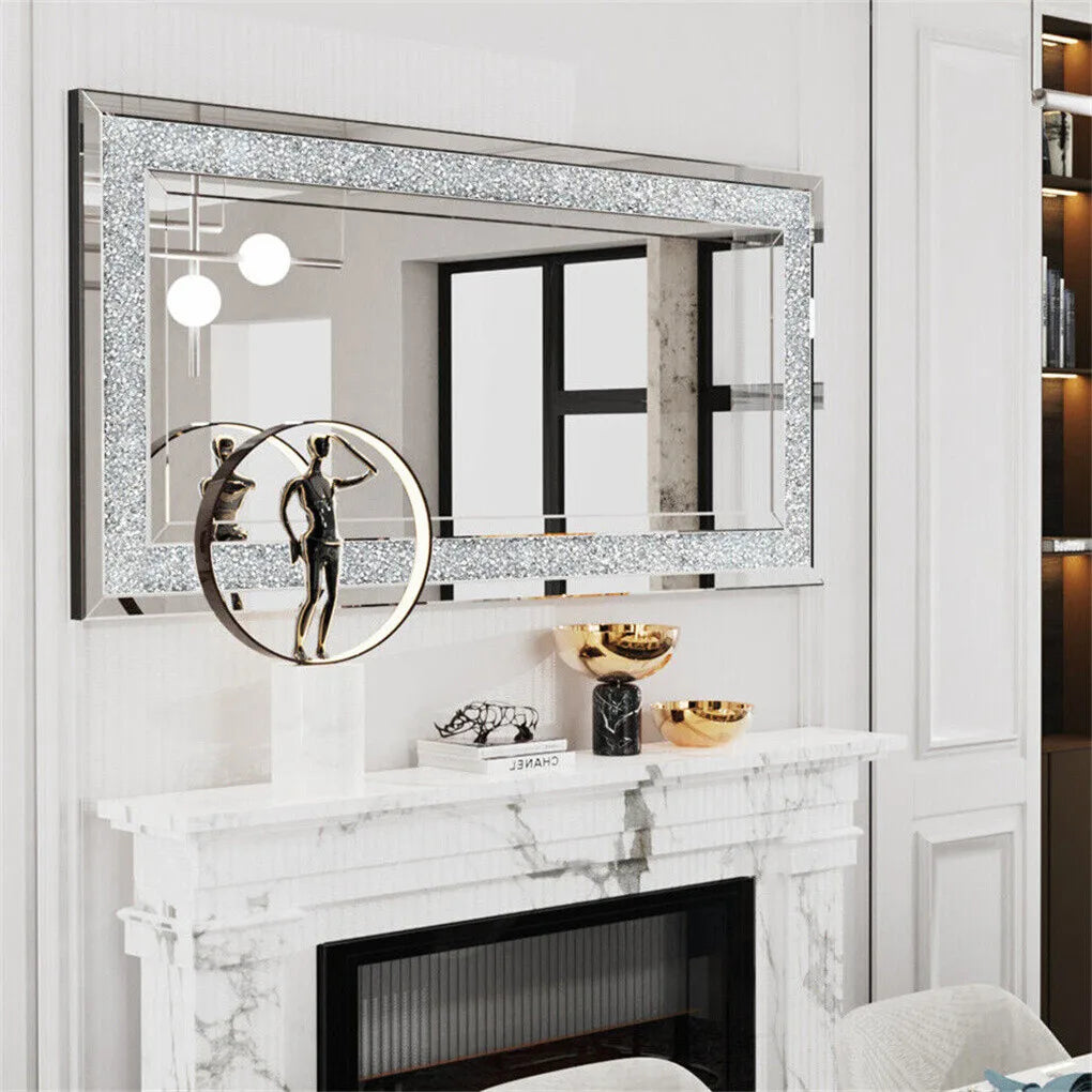 Crystal Crush Diamond Rectangle Wall Mirror for Home Interiors