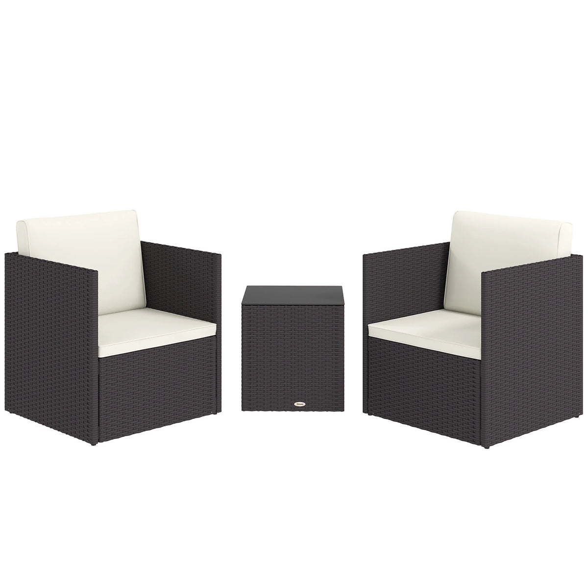 3 Piece Outsunny Folding Wicker Patio Bistro Furniture Set for Outdoor Use