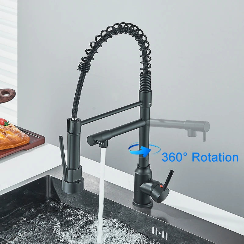 Rozin 360 Swivel Pull Down Kitchen Faucet With Dual Spout