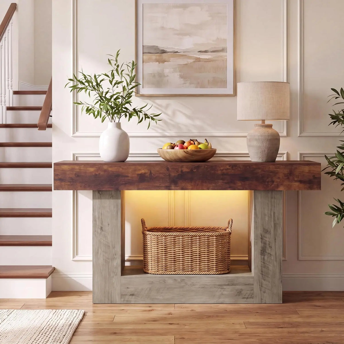 HiMISS Entryway Console Table With USB And LED Lighting