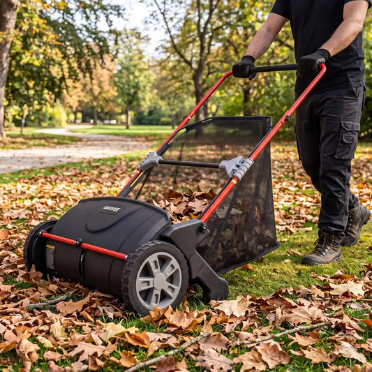 HiMiss Push Lawn Sweeper For Yard Leaf And Grass Collection