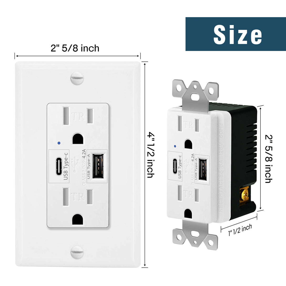 NineLeaf USB C Dual Port Wall Outlet With LED Indicator
