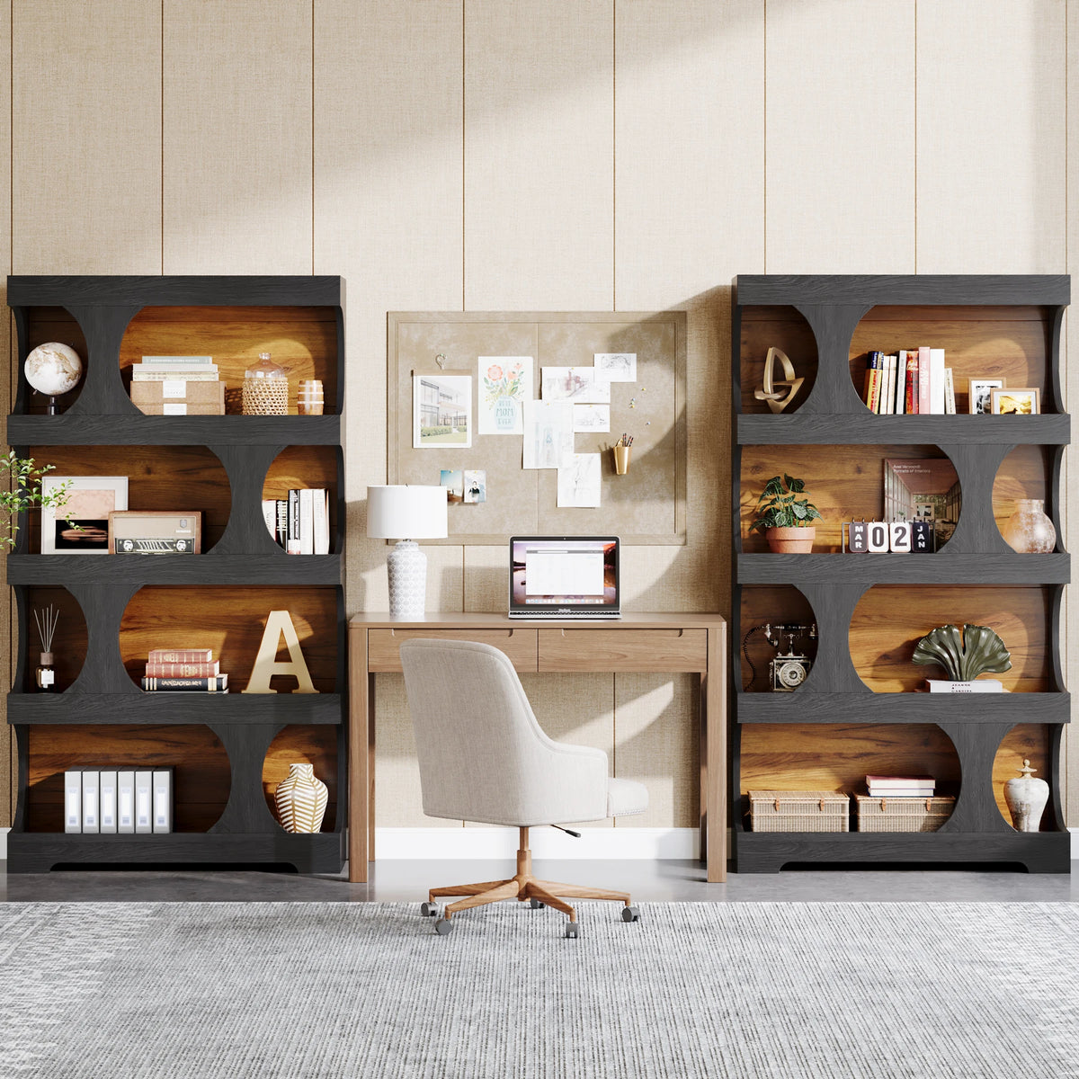 Tribesigns Wooden Four Tier Storage Bookshelf For Living Room