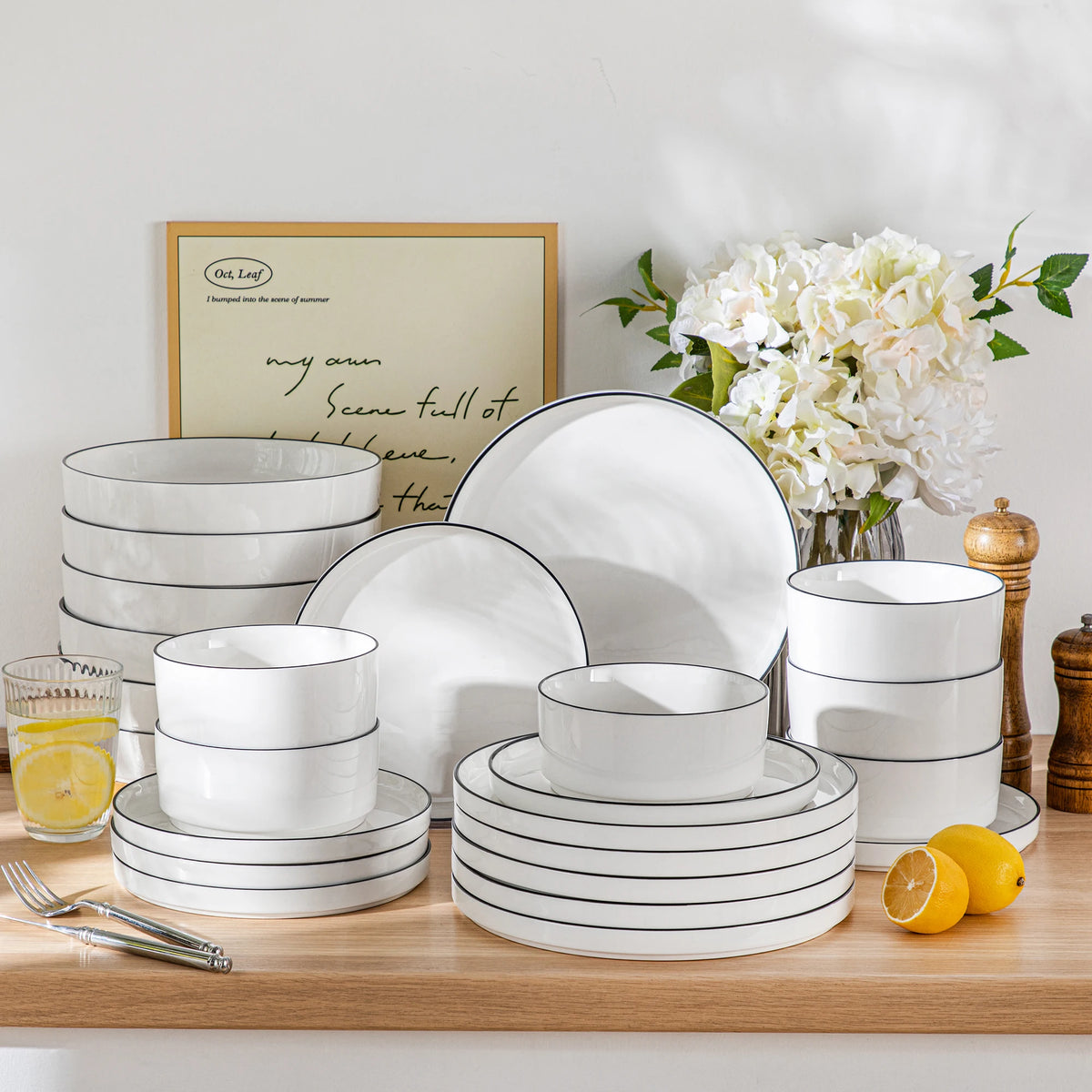 MALACASA Ceramic Dinnerware Set With Plates And Bowls for Dining